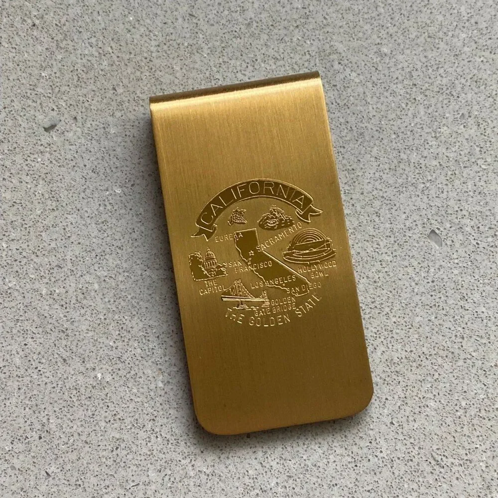 Vintage California The Golden State Gold-Tone Souvenir Money Clip, 2